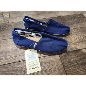 New Women's Toms Classic Canvas Slip On Shoes Navy Blue Size 7W (37)